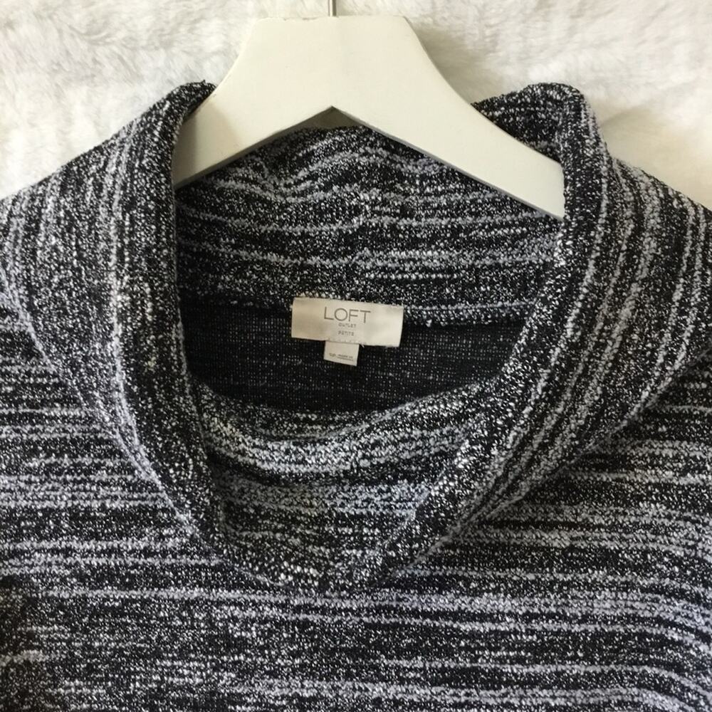 Loft Black & White Marled Cowl Neck Sweater Dress - Picture 3 of 7